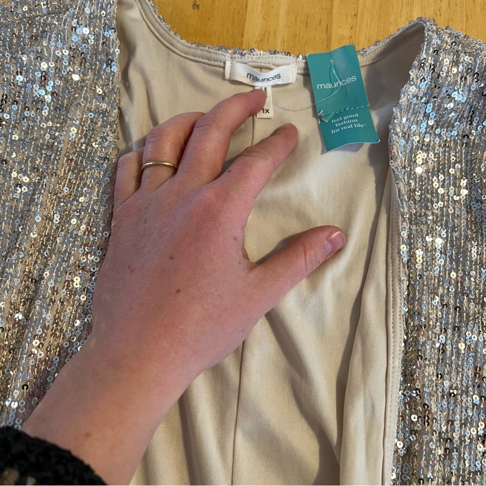Silver Sequin Women's Sweater - Picture 3 of 8